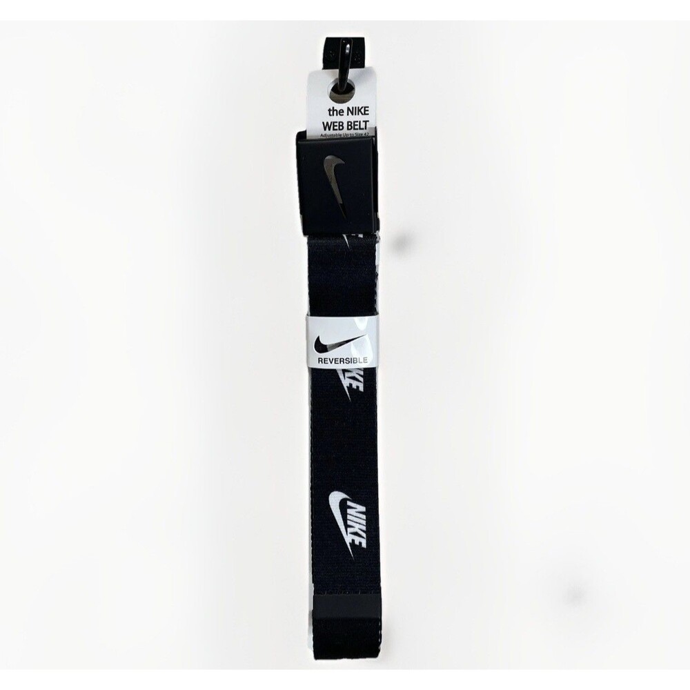 Nike Web Belt Reversible Golf Bottle Opener Buckle Logo Navy Black White Men's
